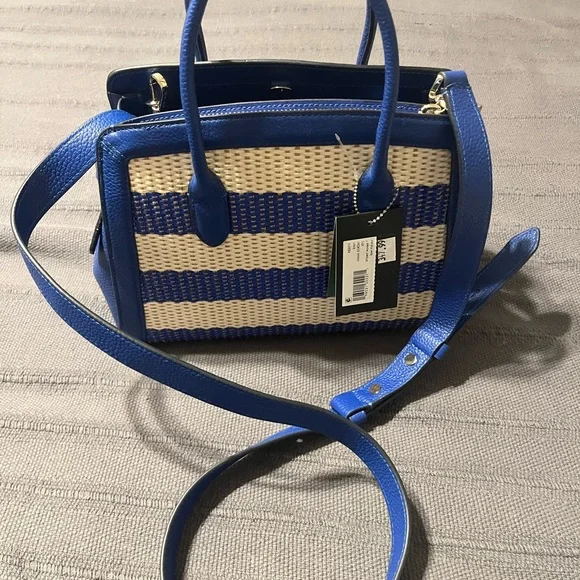 Kate Spade Blue and White Satchel with Leather Trim - Picture 1 of 3